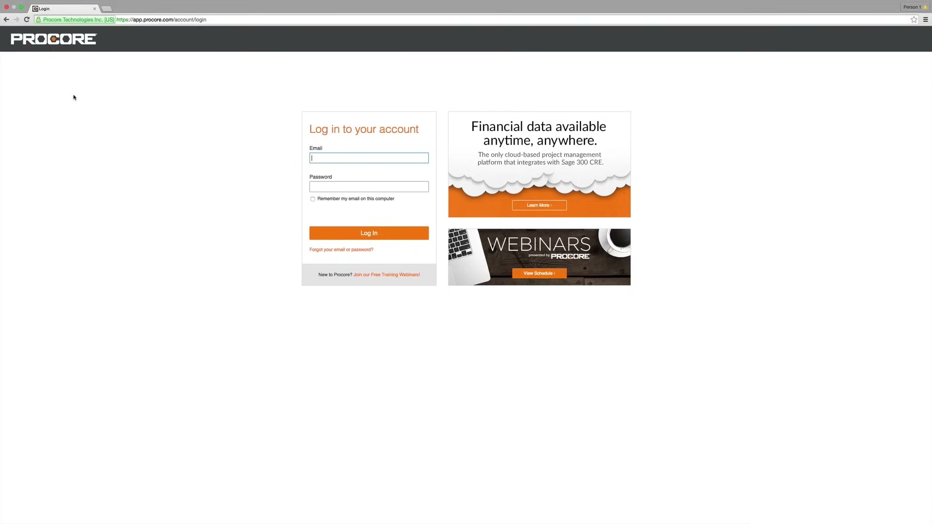 login page
